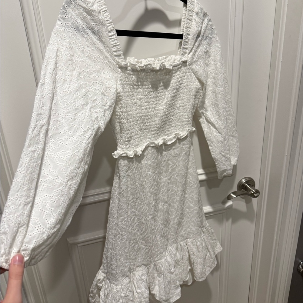 Veronica Beard eyelet white long sleeve mini dress